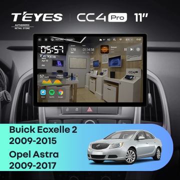 Teyes CC4 Pro (Экран 11") на Android 13, 8-ядер, 12ГБ-256ГБ, SIM-слот — на Opel Astra