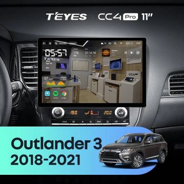 Teyes CC4 Pro (Экран 11") на Android 13, 8-ядер, 12ГБ-256ГБ, SIM-слот — на Mitsubishi Outlander